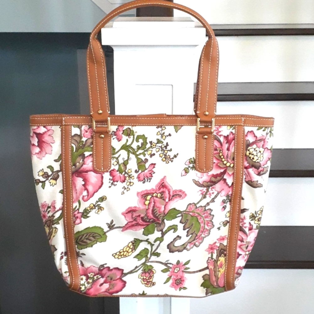 & Talbots floral canvas small tote bag